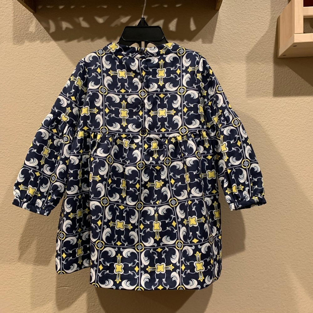 NWOT  janie and jack kids girls floral bow mock Neck holiday dress - Picture 4 of 7
